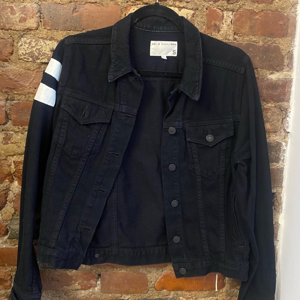 Rag and Bone Women’s Jean Jacket with motto stripe!